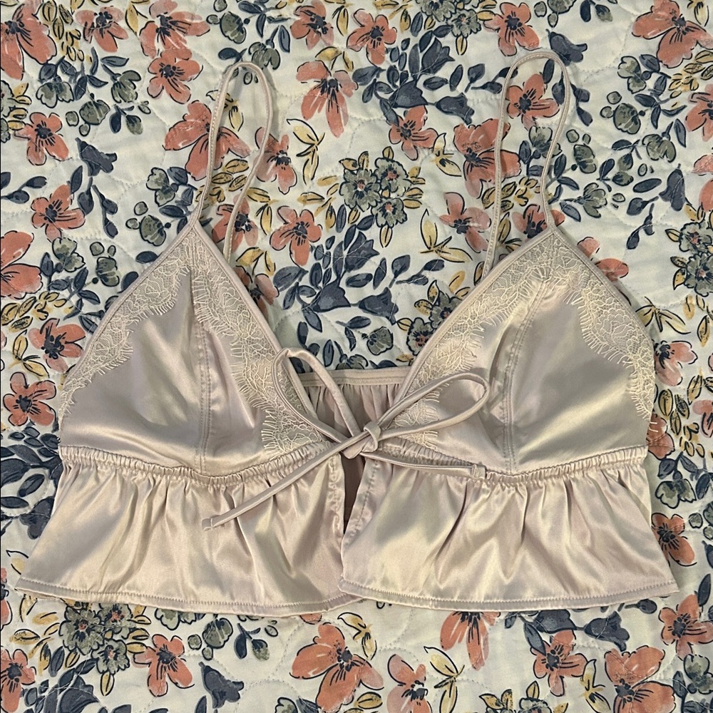Aerie Lace Trim Satin Bralette NWOT